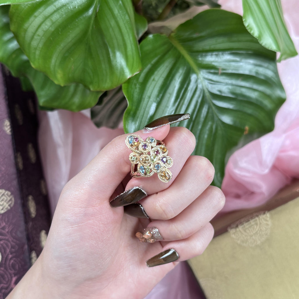 Rainbow Cascade Ring, US 11.5