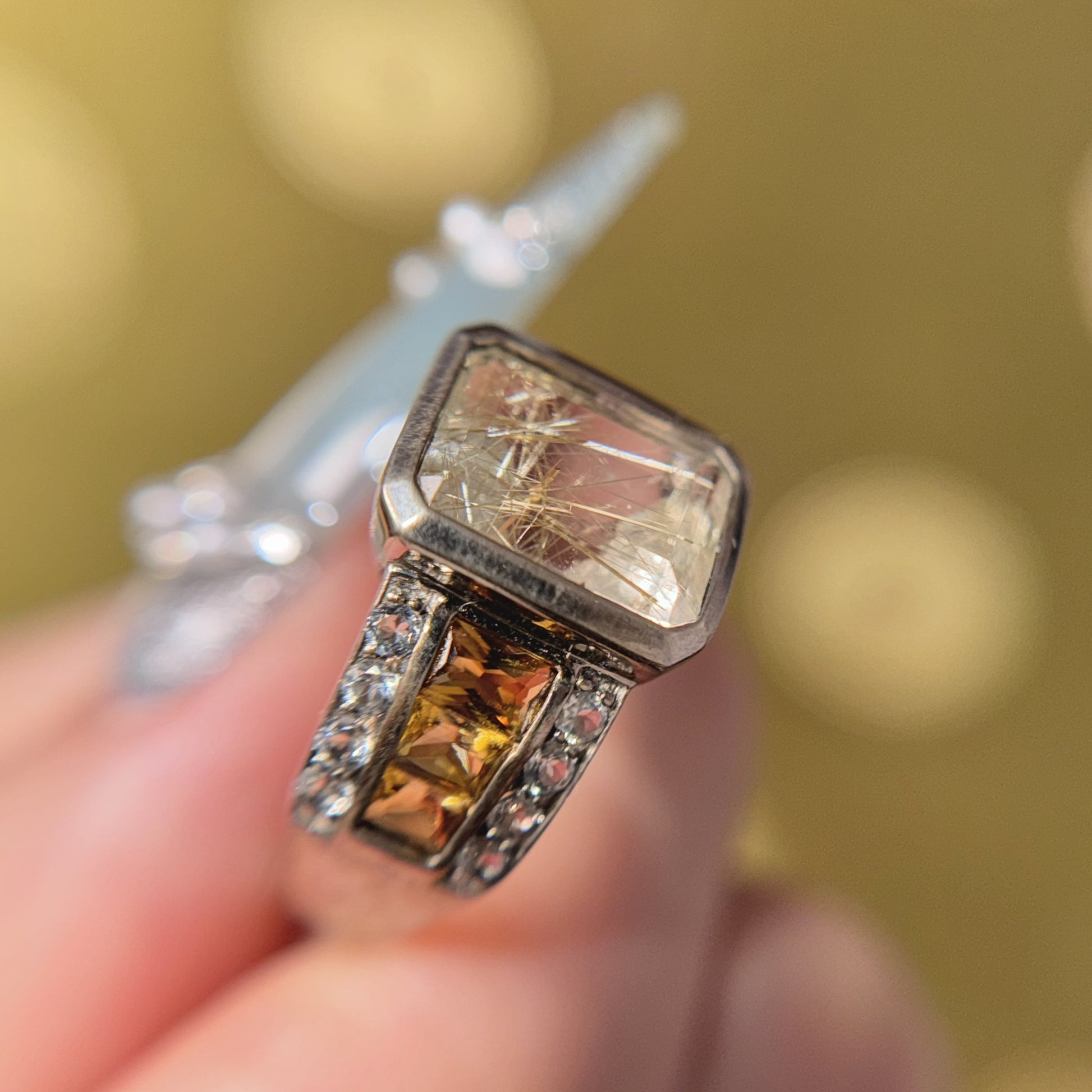 Golden Rutilated Splendor Ring, US 7