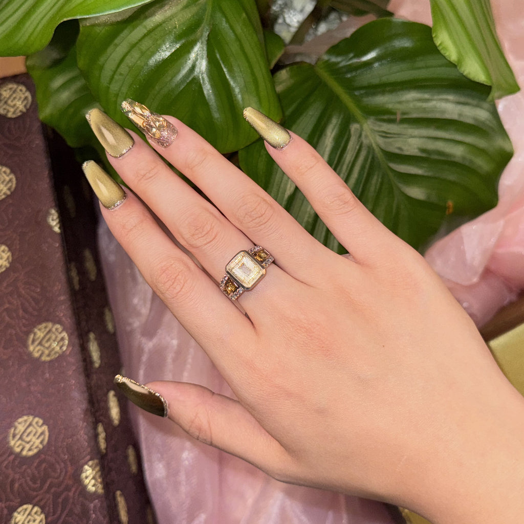 Golden Rutilated Splendor Ring, US 7
