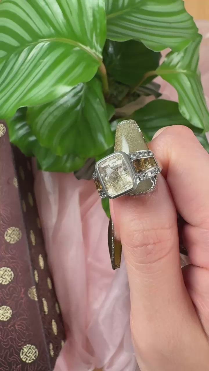 Golden Rutilated Splendor Ring, US 7